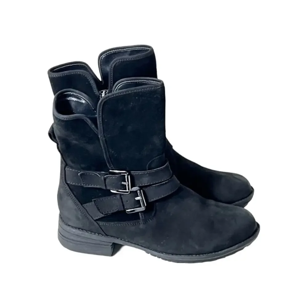 Blondo Tula Black Leather Waterproof Moto Boots Women Size 6